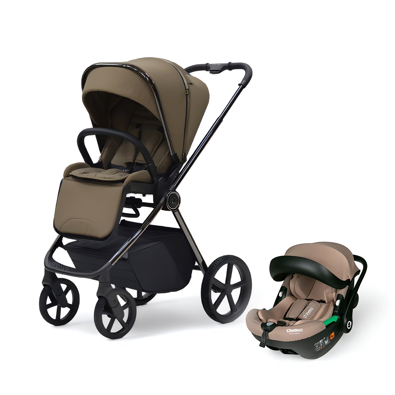 Bella III Stroller Mocca with elegant design and practical features for ages 0-36 months, 22 kg max weight.