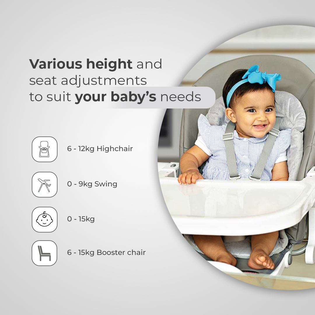 Royal 3 in 1 Swing and High Chair - Grey